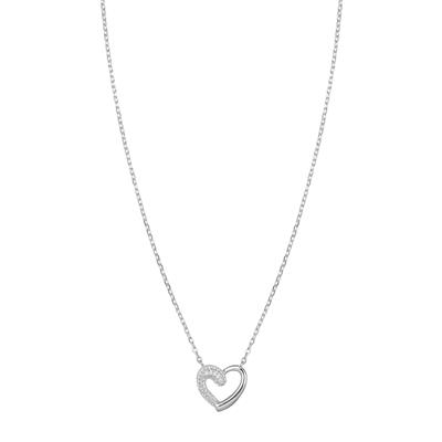 COLLANA PENDENTE CUORE META'LISCIO META'ZIRCONATO IN ARGENTO 925°/°°