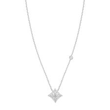 COLLANA PENDENTE ROMBO GOCCE QUADRIFOGLI ZIRCONI IN ARGENTO 925°/°°