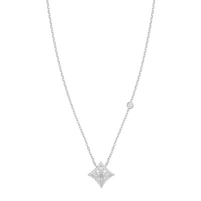 COLLANA PENDENTE ROMBO GOCCE QUADRIFOGLI ZIRCONI IN ARGENTO 925°/°°