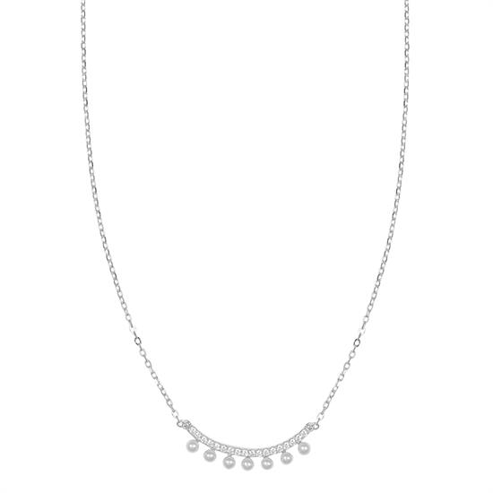 COLLANA BARRETTA CON MADREPERLA SMALTATA E ZIRCONI IN ARGENTO925°/°°