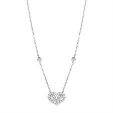 COLLANA CUORE BORDO ZIRCONATO E CENTRALE UNICO CZ IN ARGENTO 925°/°°