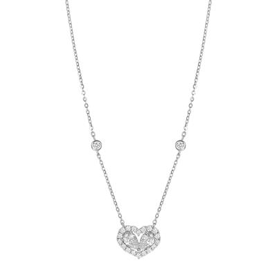 COLLANA CUORE BORDO ZIRCONATO E CENTRALE UNICO CZ IN ARGENTO 925°/°°