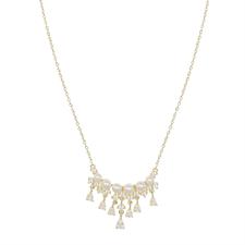 COLLANA BARRETTA PERLE DI FIUME ZIRCONI PENDENTI IN ARGENTO 925°/°°