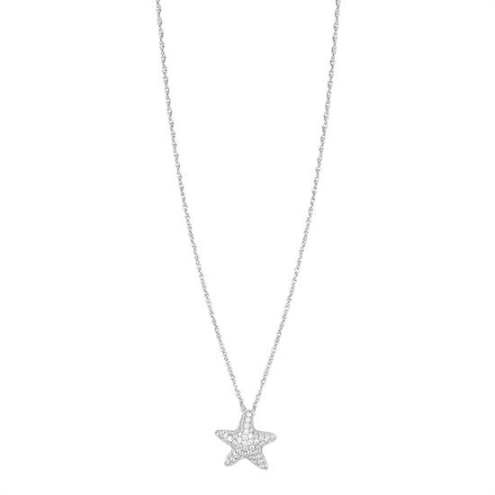 COLLANA PENDENTE STELLA MARINA BOMBATA ZIRCONATA IN ARGENTO 925°/°°