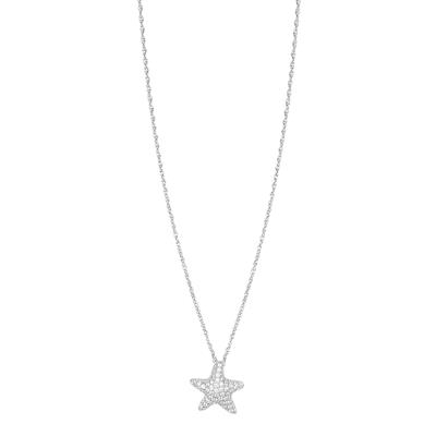COLLANA PENDENTE STELLA MARINA BOMBATA ZIRCONATA IN ARGENTO 925°/°°