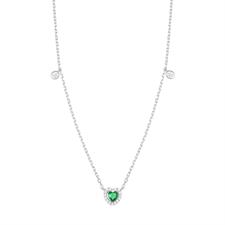 COLLANA CUORICINO COLOR CON BORDO ZIRCONATO PASSANTE ARGENTO 925°/°°