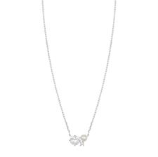 COLLANA DOPPIO PUNTO LUCE ZIRCONATO E PERLA DI FIUME ARGENTO 925°/°°