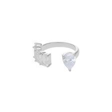 ANELLO RODIO CZ BIANCO CONTRARIE 3BAGUETTE GOCCIA CZ ARGENTO 925°/°°
