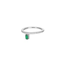 ANELLO RODIO VERETTA ZIRCONATA CON OVALE VERDE IN ARGENTO 925°/°°