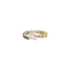 ANELLO DORATO SERPENTE MULTI ZIRCONI MULTICOLOR IN ARGENTO 925°/°°