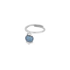 ANELLO CAMPANELLA MINI RODIO ZIRCONI TURCHESI IN ARGENTO 925°/°°