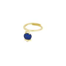 ANELLO CAMPANELLA MINI DORATO ZIRCONI DARK BLUE IN ARGENTO 925°/°°