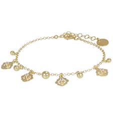 BRACCIALE PENDENTI GHIRIGORI LAVORATI CON ZIRCONI IN ARGENTO 925°/°°