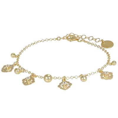 BRACCIALE PENDENTI GHIRIGORI LAVORATI CON ZIRCONI IN ARGENTO 925°/°°