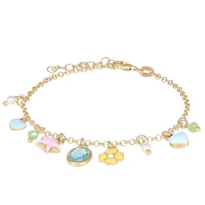 BRACCIALE PENDENTI SMALTO STELLA CUORE FIORE OVALE CZ ARGENTO925°/°°