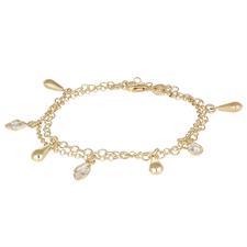 BRACCIALE PENDENTI MINI GOCCE CON OVALE E ROMBO CZ ARGENTO 925°/°°