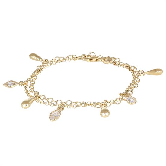 BRACCIALE PENDENTI MINI GOCCE CON OVALE E ROMBO CZ ARGENTO 925°/°°