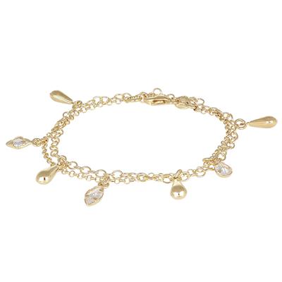 BRACCIALE PENDENTI MINI GOCCE CON OVALE E ROMBO CZ ARGENTO 925°/°°