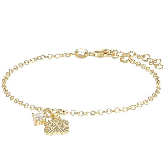 BRACCIALE PENDENTE QUADRIFOGLIO RAGGI CON ZIRCONE ARGENTO 925°/°°