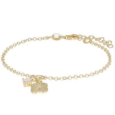 BRACCIALE PENDENTE QUADRIFOGLIO RAGGI CON ZIRCONE ARGENTO 925°/°°