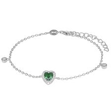 BRACCIALE CUORICINO COLOR CON BORDO ZIRCONATO IN ARGENTO 925°/°°