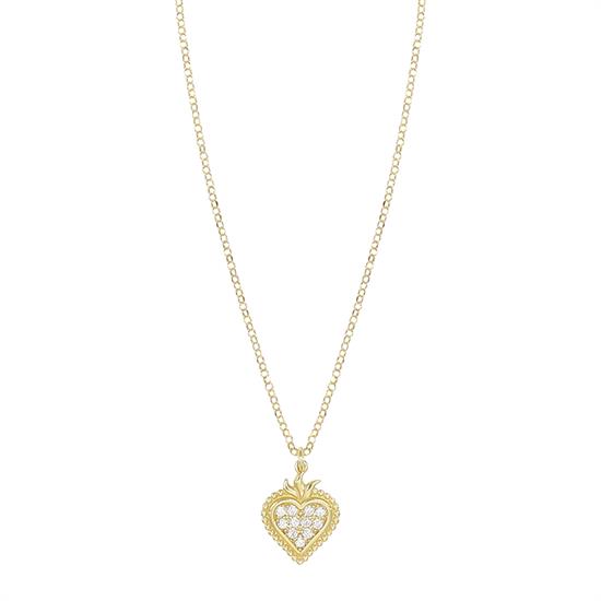 COLLANA ROLLO CON CUORE SACRO E ZIRCONI IN ARGENTO 925°/°°
