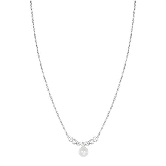 COLLANA 7 ZIRCONI CIPOLLINA E MADREPERLA PENDENTE ARGENTO 925°/°°
