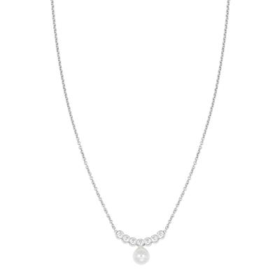 COLLANA 7 ZIRCONI CIPOLLINA E MADREPERLA PENDENTE ARGENTO 925°/°°