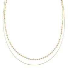 COLLANA DOPPIO FILO MORBIDA E MAGLIA LAVORATA IN ARGENTO 925°/°°