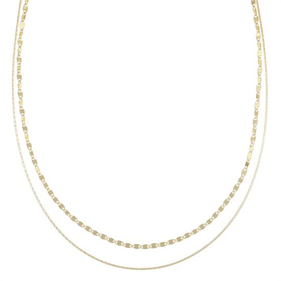 COLLANA DOPPIO FILO MORBIDA E MAGLIA LAVORATA IN ARGENTO 925°/°°