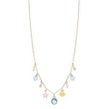 COLLANA PENDENTI SMALTO STELLA CUORE FIORE OVALE CZ ARGENTO 925°/°°