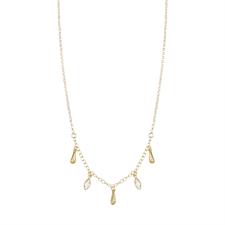 COLLANA PENDENTI MINI GOCCE CON OVALE E ROMBO CZ ARGENTO 925°/°°