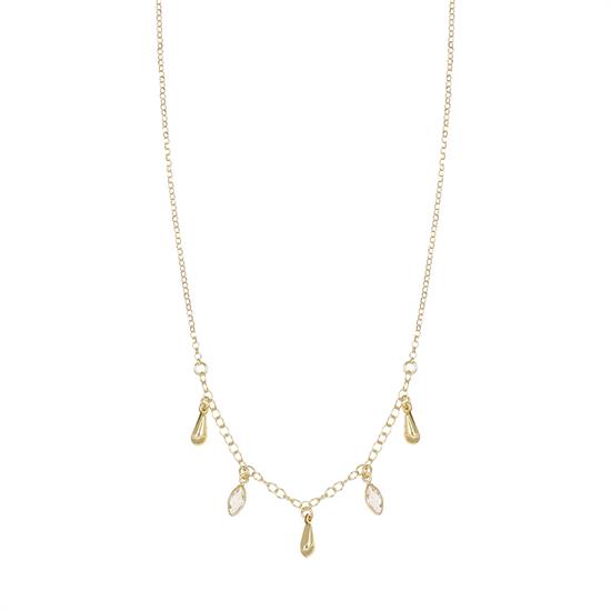 COLLANA PENDENTI MINI GOCCE CON OVALE E ROMBO CZ ARGENTO 925°/°°