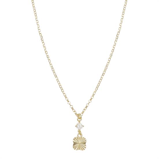 COLLANA PENDENTE QUADRIFOGLIO RAGGI CON ZIRCONE ARGENTO 925°/°°