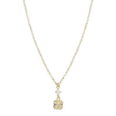 COLLANA PENDENTE QUADRIFOGLIO RAGGI CON ZIRCONE ARGENTO 925°/°°