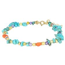 BRACCIALE SCAGLIE AULITE ZIRCONI LEMON AMET. CORALLO ARGENTO 925°/°°