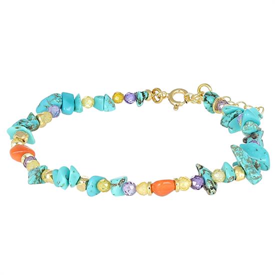 BRACCIALE SCAGLIE AULITE ZIRCONI LEMON AMET. CORALLO ARGENTO 925°/°°