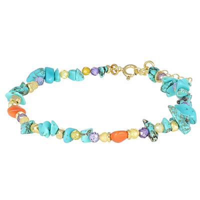 BRACCIALE SCAGLIE AULITE ZIRCONI LEMON AMET. CORALLO ARGENTO 925°/°°