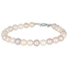 BRACCIALE PERLE ACQUA FIUME MULTICOLOR 7-8MM IN ARGENTO 925°/°°