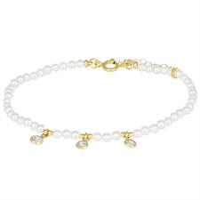 BRACCIALE PALLINI P.TURCHESE 3MM E ZIRCONI PENDENTI ARGENTO 925°/°°