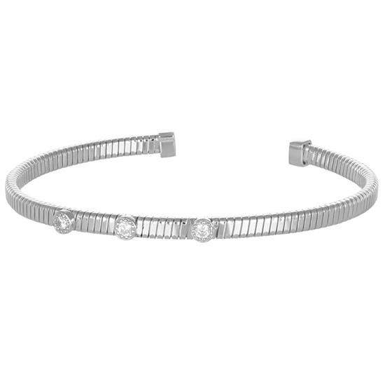 BRACCIALE MANETTA TUBO GAS PICCOLA TRE ZIRCONI IN ARGENTO 925°/°°