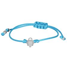 BRACCIALE CORDINO CON CAMPANELLA RIGATA IN ARGENTO 925°/°°