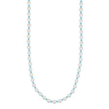 COLLANA MADREPERLA 6MM ALTERNATA ZIRCONI IN ARGENTO 925°/°°