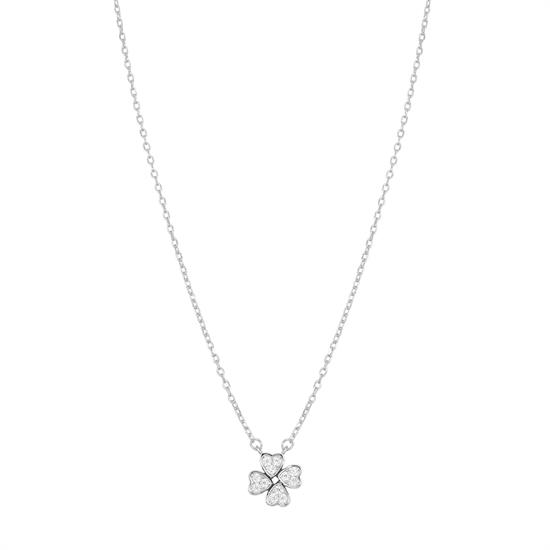 COLLANA QUADRIFOGLIO PAVE PASSANTE CON FORZATINA IN ARGENTO 925°/°°