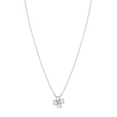 COLLANA QUADRIFOGLIO PAVE PASSANTE CON FORZATINA IN ARGENTO 925°/°°