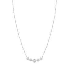 COLLANA BARRETTA FIORELLINI SCALARI ZIRCONATI IN ARGENTO 925°/°°
