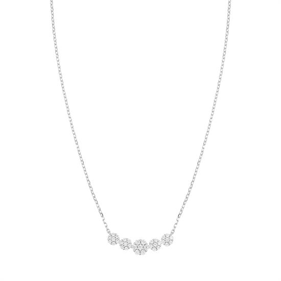 COLLANA BARRETTA FIORELLINI SCALARI ZIRCONATI IN ARGENTO 925°/°°