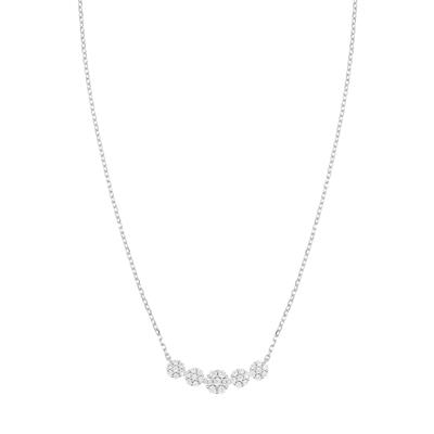 COLLANA BARRETTA FIORELLINI SCALARI ZIRCONATI IN ARGENTO 925°/°°