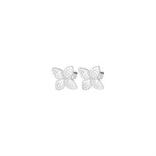 ORECCHINO FIORE MEDIO CON PETALI ZIRCONATI IN ARGENTO 925°/°°