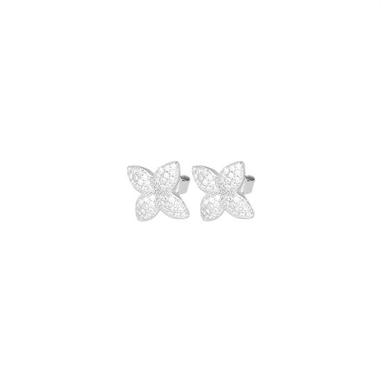 ORECCHINO FIORE MEDIO CON PETALI ZIRCONATI IN ARGENTO 925°/°°